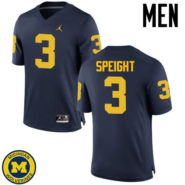 Men University of Michigan #3 Wilton Speight Navy Official Game Jersey